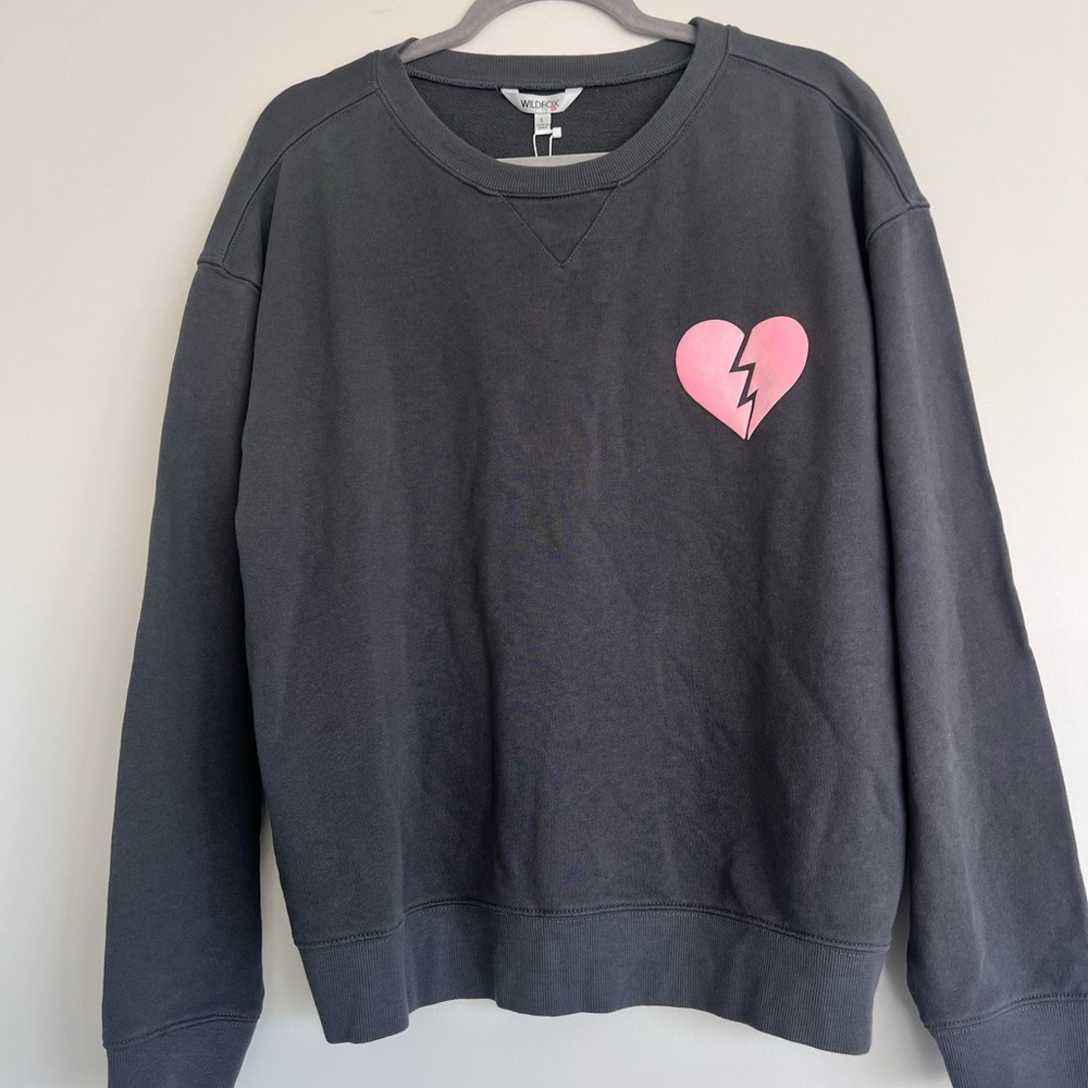 Wildfox Black Sweatshirt with Pink Heart